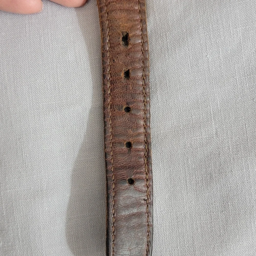 YRI Designs Mens Ribbon Belt BL initials Burgundy Leather Canvas Brass Buckle 36